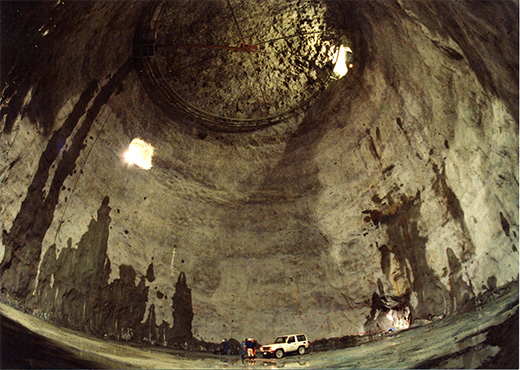 The vast underground chamber built by Mitsui Kinzoku to house Super-Kamiokande